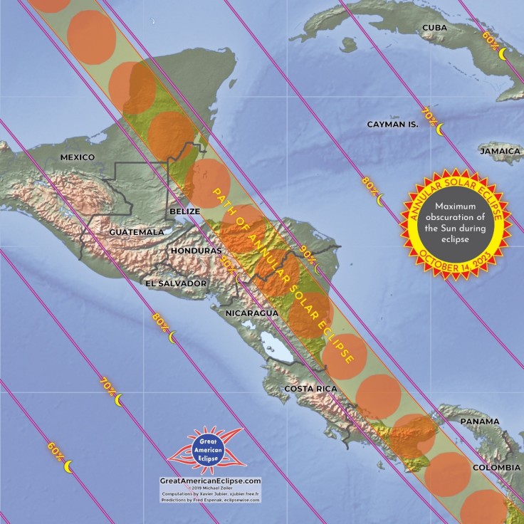 2023 Solar Eclipse Path Central America